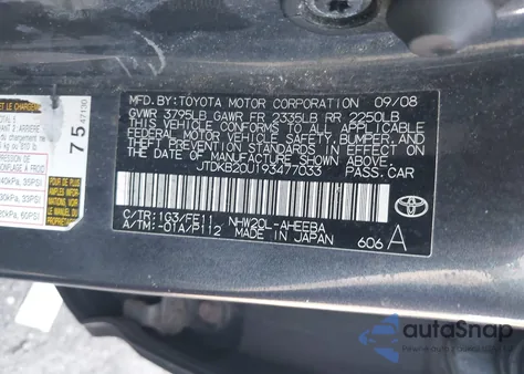 2009 Toyota Prius from USA, damaged, VIN JTDKB20U193477033